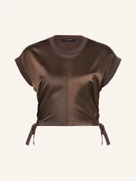 Allsaints Tričko Mira Ze Směsi Materiálů tmavě hnědá