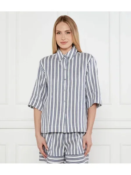 Marella SPORT Cămașă Manna | Relaxed fit | cu adaos de in albastru