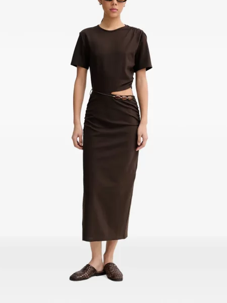 Rochie midi Sessun cu volane maro