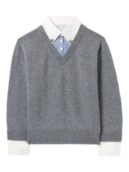 Bluza Claudie Pierlot wełniana z dekoltem w serek szara