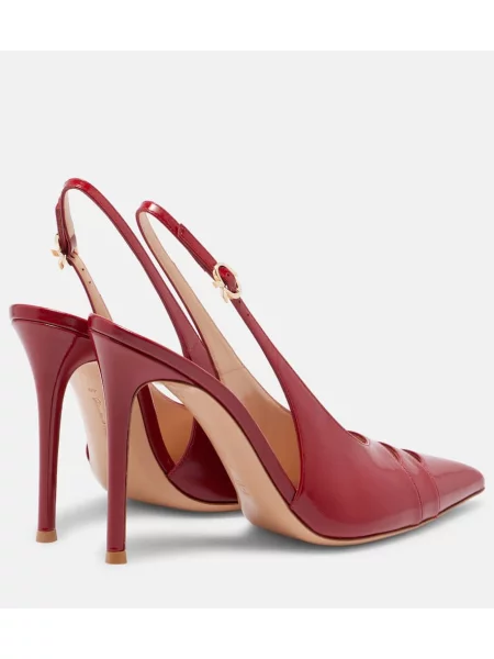 Pantofi cu toc Gianvito Rossi din piele de lac slingback roșu