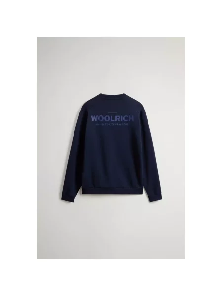 Bluza nierozpinana Woolrich z logo niebieska