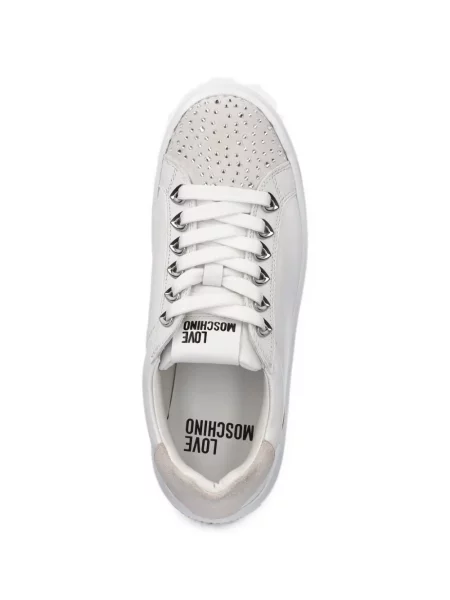 Stras sneakerși Love Moschino alb