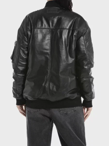Кожаная куртка Replay черная