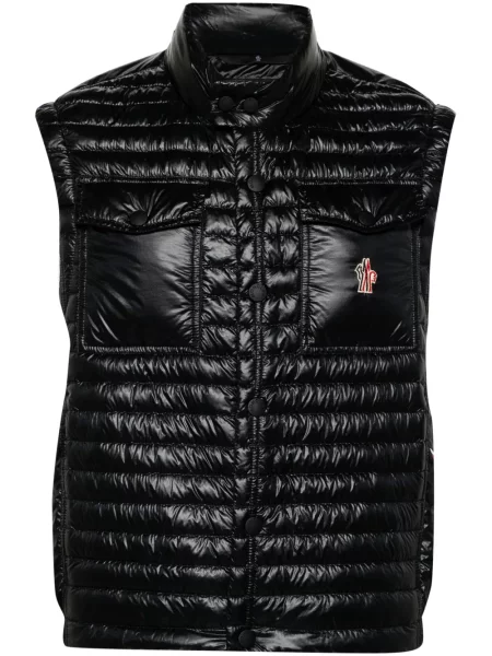 Vestă din puf Moncler Grenoble cu pene negru