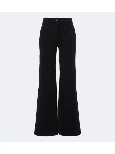 Pantaloni Nili Lotan de catifea cord negru
