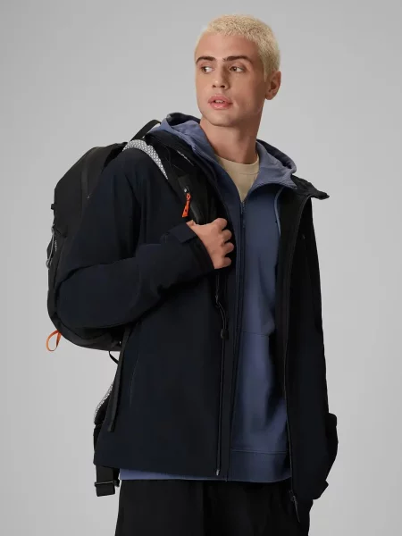 4F Funkcojnalna kurtka SOFTSHELL z kapturem na co dzień XL czarna