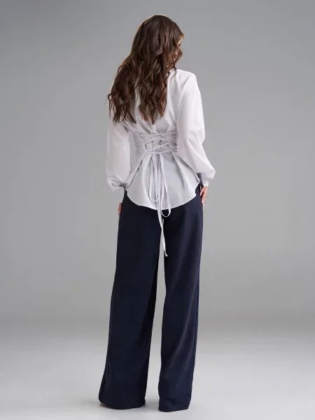 Штани класичні ISSA Plus темно-синій штучна замша сині