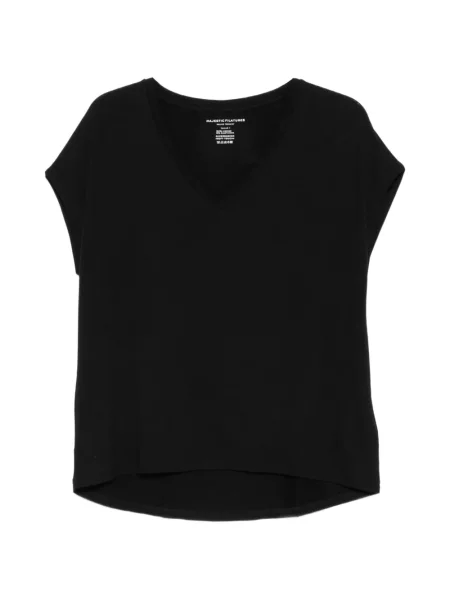 Tricou Majestic Filatures cu decolteu în V negru