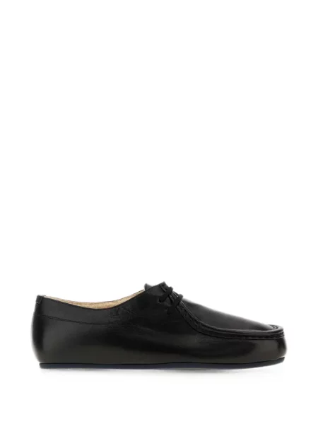 Pantofi loafer Jil Sander cu șireturi din piele cu glugă negru