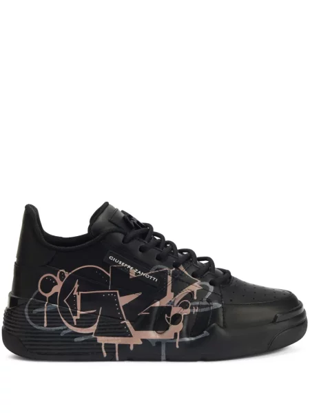 Sneakerși Giuseppe Zanotti cu șireturi din dantelă negru