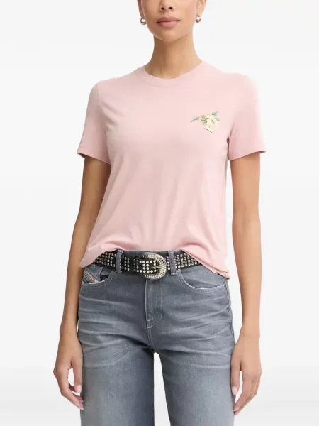 Tricou Diesel cu model floral cu imagine roz