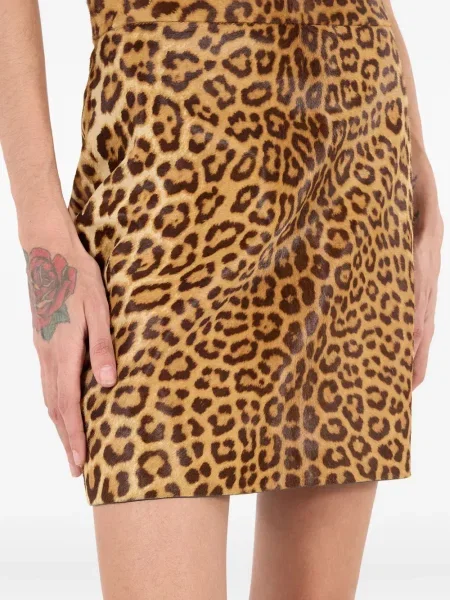 Fusta mini Roberto Cavalli cu imagine cu model leopard maro