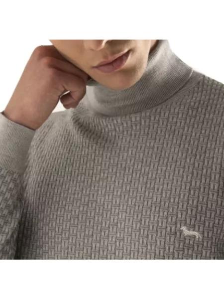 Lniany sweter z golfem Harmont & Blaine szary