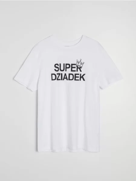 Sinsay koszulka z napisem na dzień dziadka biały