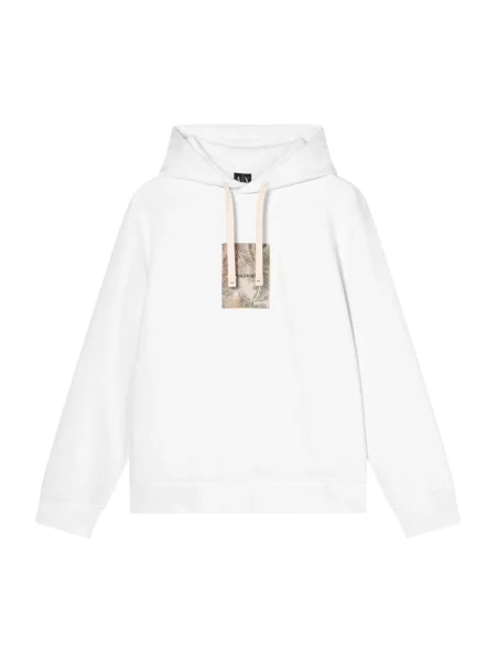 Bluza z kapturem Armani Exchange z kapturem biała