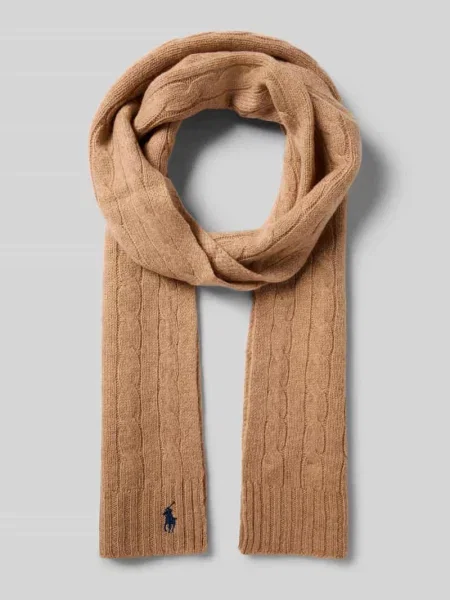 Polo Ralph Lauren szalik wełniany beżowy gładki brązowa