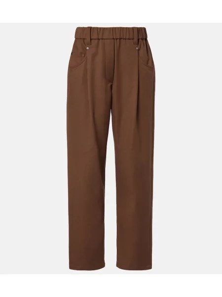 Pantaloni cu picior drept Brunello Cucinelli maro