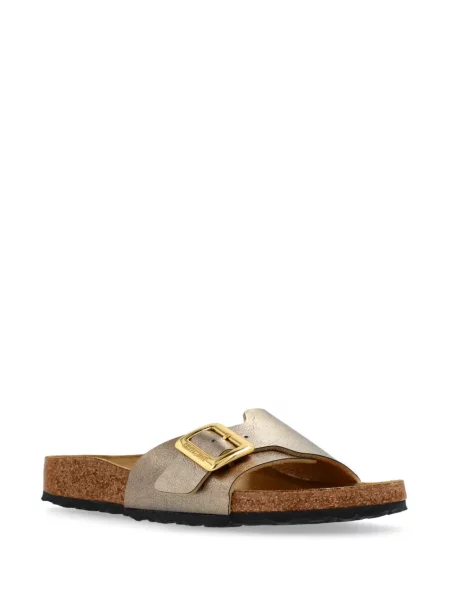 Papuci Birkenstock cu cataramă argintiu