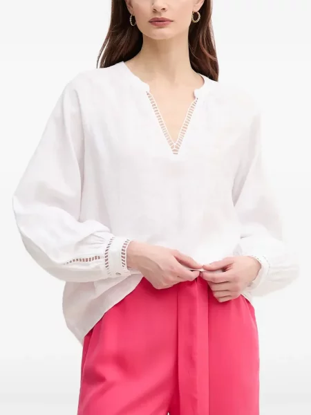 Bluză Mos Mosh cu decolteu în V ajurata alb