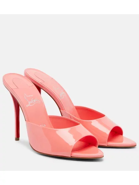 Papuci tip mules Christian Louboutin din piele de lac roz