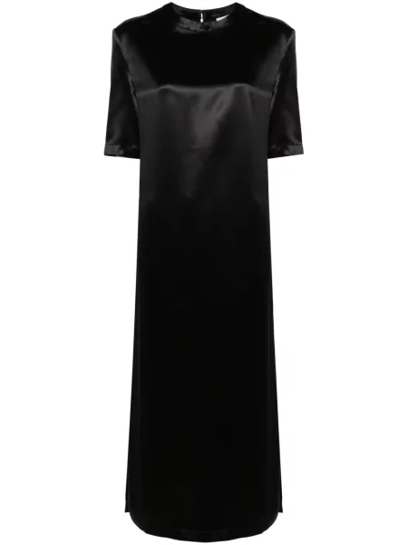 Rochie tip cămașă Loulou Studio de mătase negru
