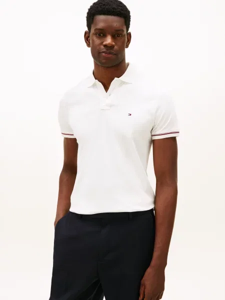 TOMMY HILFIGER Tricou ecru / bleumarin / roșu alb