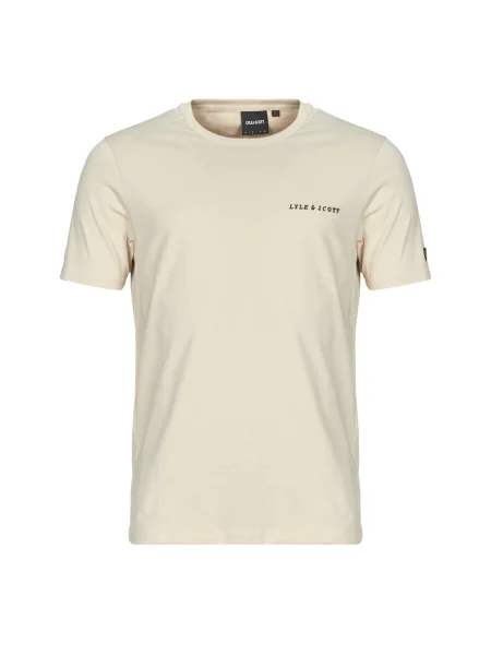 Tricou Lyle & Scott cu broderie bej