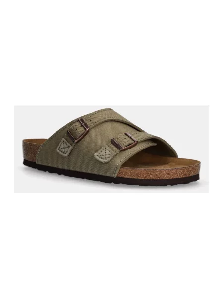 Lniane klapki Birkenstock zielone