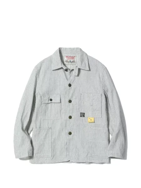 Cămașă de blugi Sugar Cane Jeans cu dungi alb