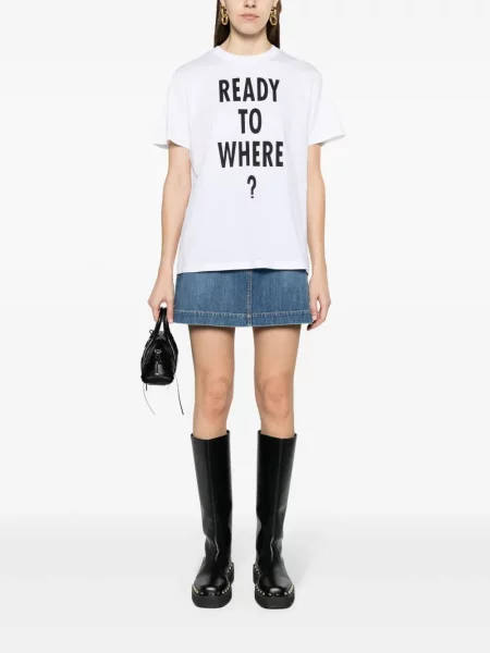 Raštuotas marškinėliai Moschino balta