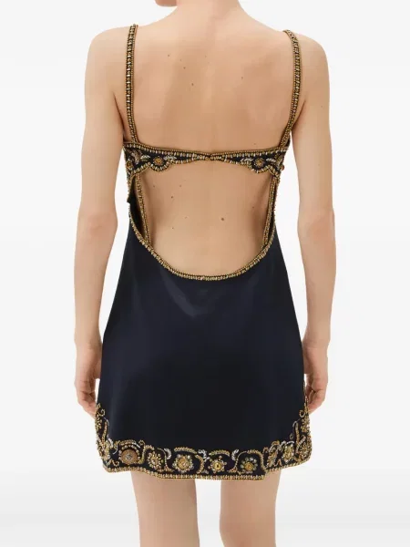 Rochie mini Versace cu broderie din satin negru
