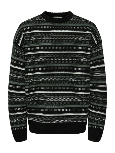 Only & Sons Pulover ONSROY gri / negru alb