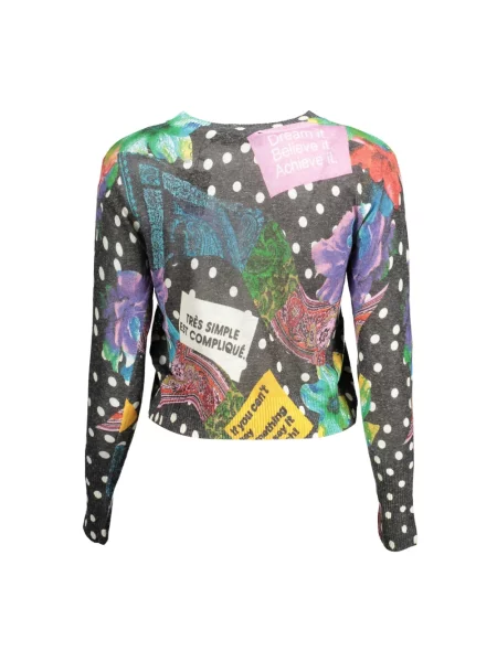Lniany sweter Desigual elegancki z długim rękawem czarny