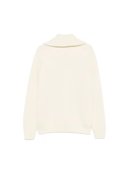 Sweter z golfem Moncler wełniany biały