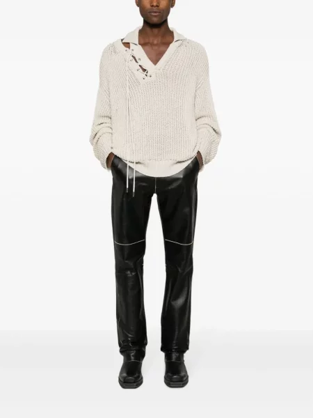 Pantaloni Martine Rose din piele negru