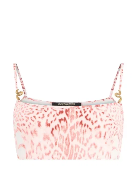 Decupat top Roberto Cavalli cu imagine cu model leopard roz