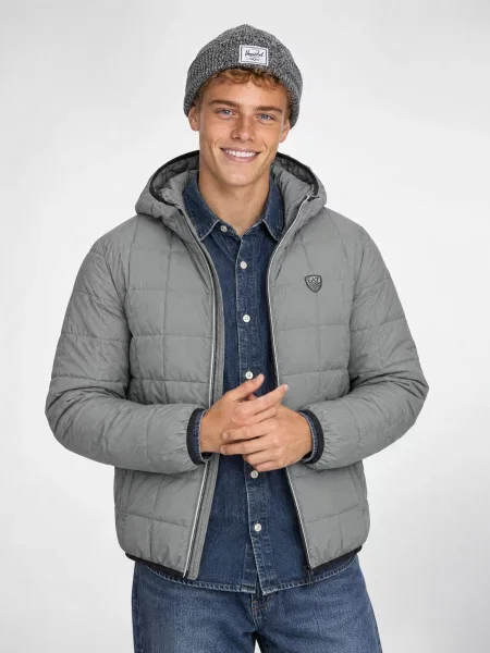 Bunda Emporio Armani Ea7 s kapucňou sivá