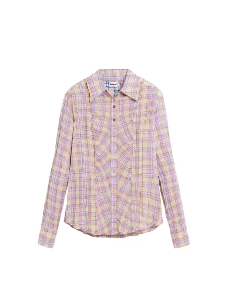 Desigual Bluză / galben muștar / roz deschis bej