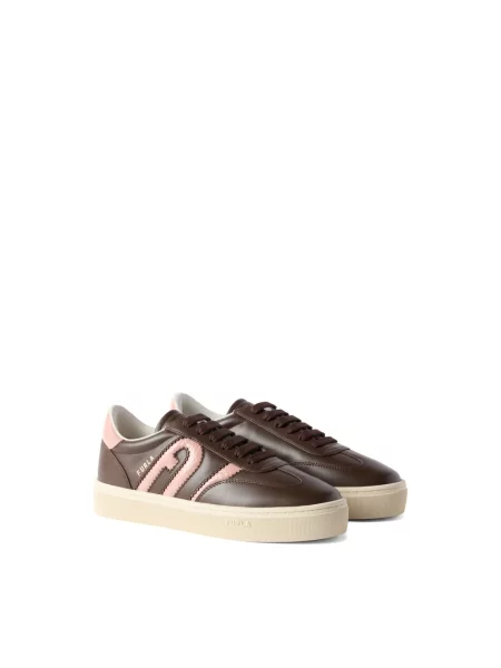 Sneakersy Furla skórzane brązowe