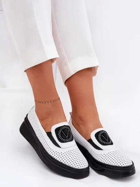 Kožené mokasíny Vinceza na platformě bílé