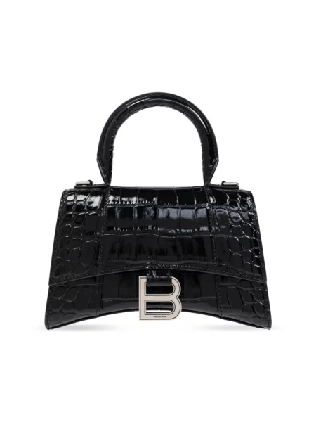 Lniana torebka Balenciaga czarna