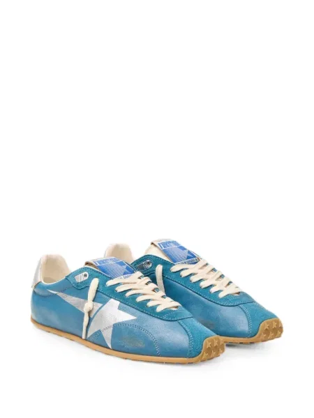 Кожени маратонки Golden Goose Running с принт синьо