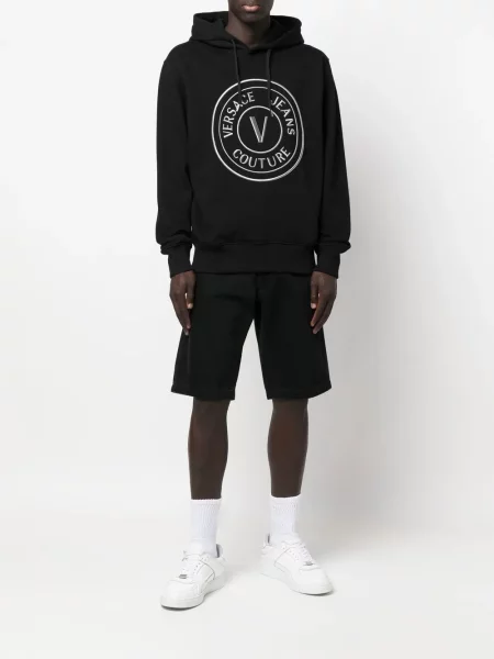 Hoodie Versace Jeans Couture με αυτόγραφο με κορδόνι μαύρο