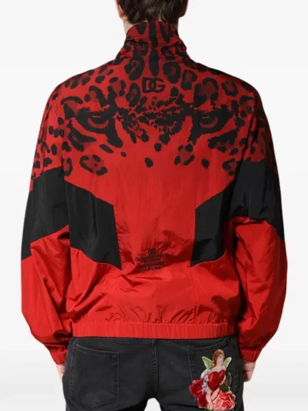 Geacă bomber Dolce & Gabbana cu imagine cu model leopard roșu