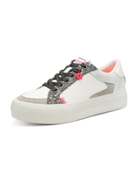 Tamaris Nizke superge temno siva / živo rdeča / srebrna bela