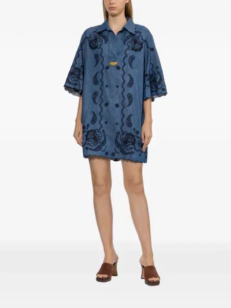 Rochie Zimmermann cu broderie cu model paisley albastru