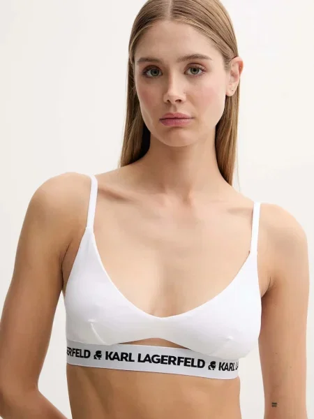 Сутиен Karl Lagerfeld LOGO PEEPHOLE с изчистен дизайн бяло