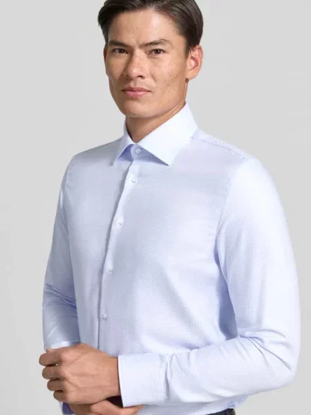 Koszula biznesowa o kroju slim fit z czystej bawełny Seidensticker błękitna