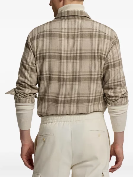 Карирана дълго риза Ralph Lauren Purple Label виолетово